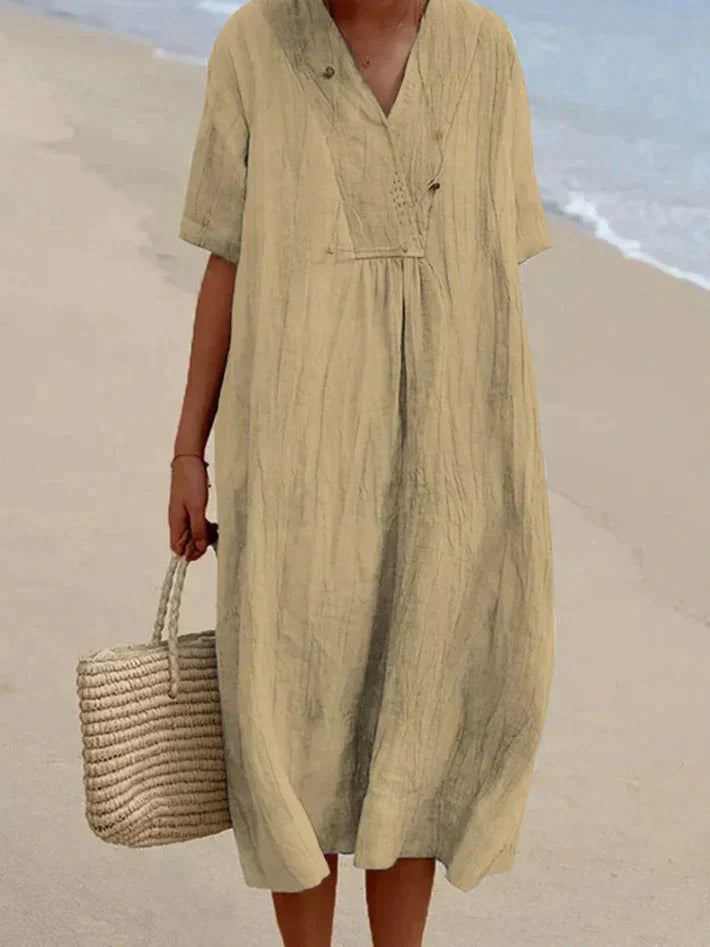 Damen-Sommerkleid – ärmellos – Baumwoll-Leinen-Mix – für warme Tage