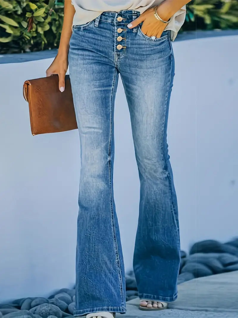 Schlagjeans mit hoher Taille