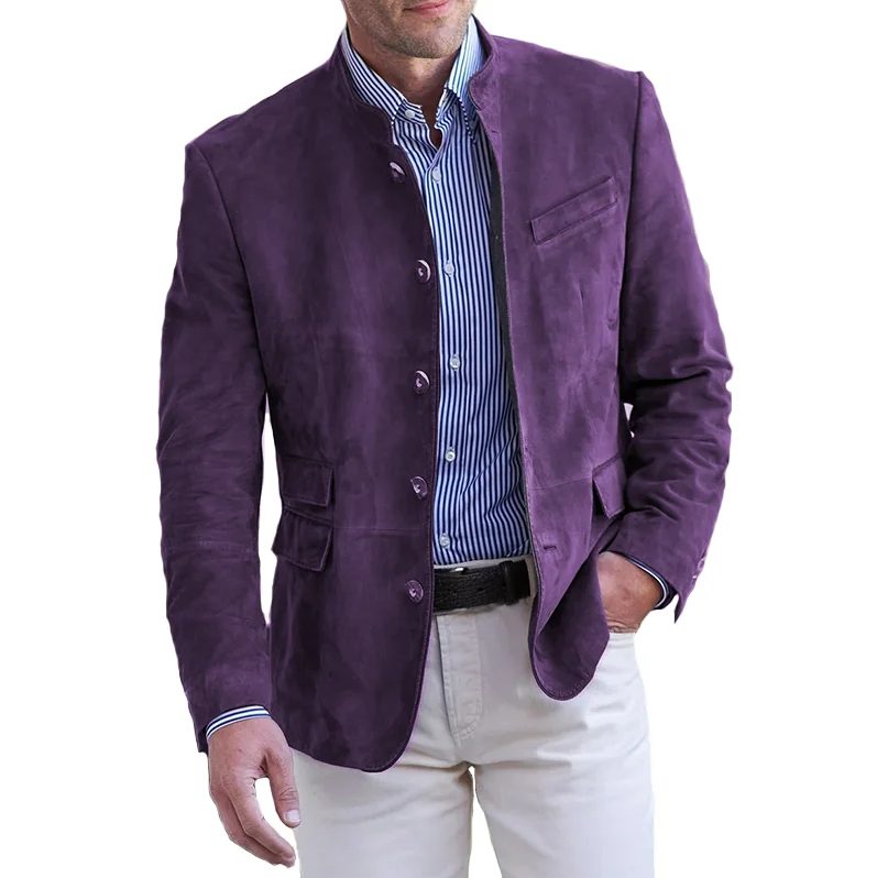 Herren-Lederjacke – Knopfverschluss, Innenfutter, funktionale Taschen