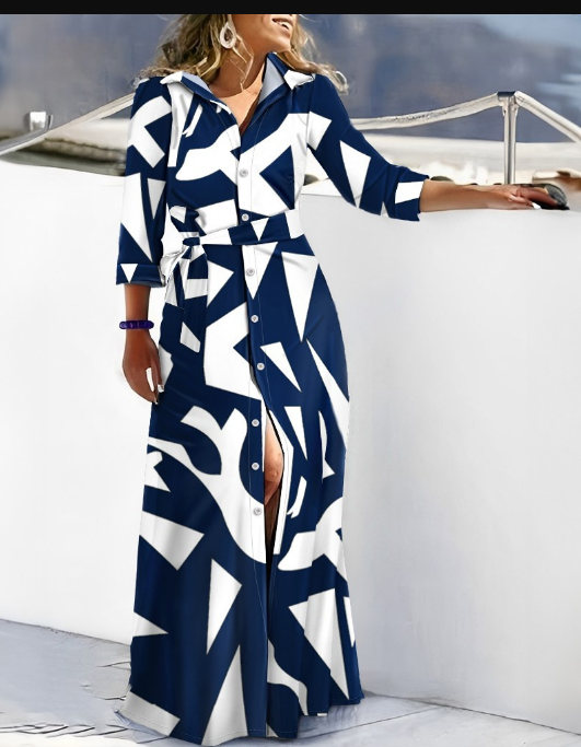 Maxikleid mit 3/4-Ärmeln aus Viskosemischung