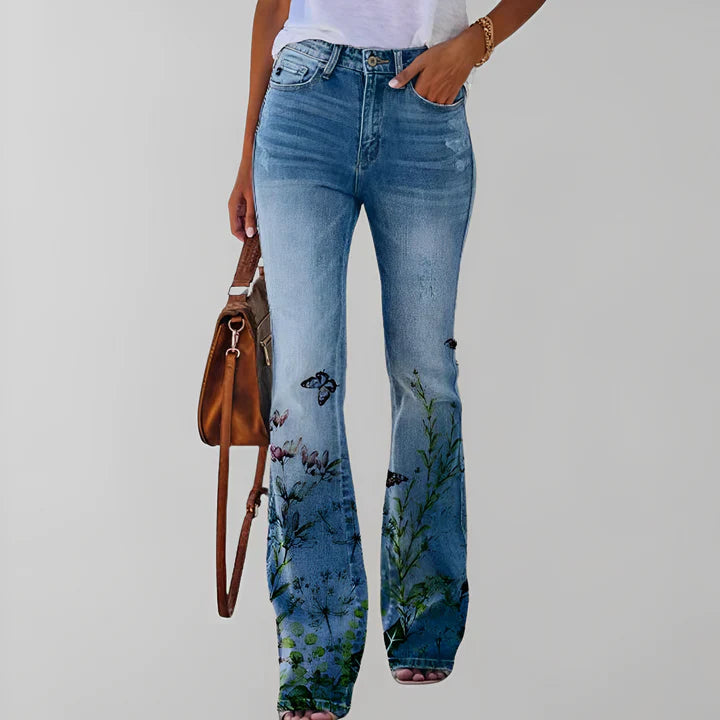 Straight-Fit Denim mit Blumenmuster