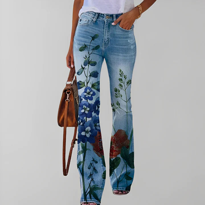 Straight-Fit Denim mit Blumenmuster