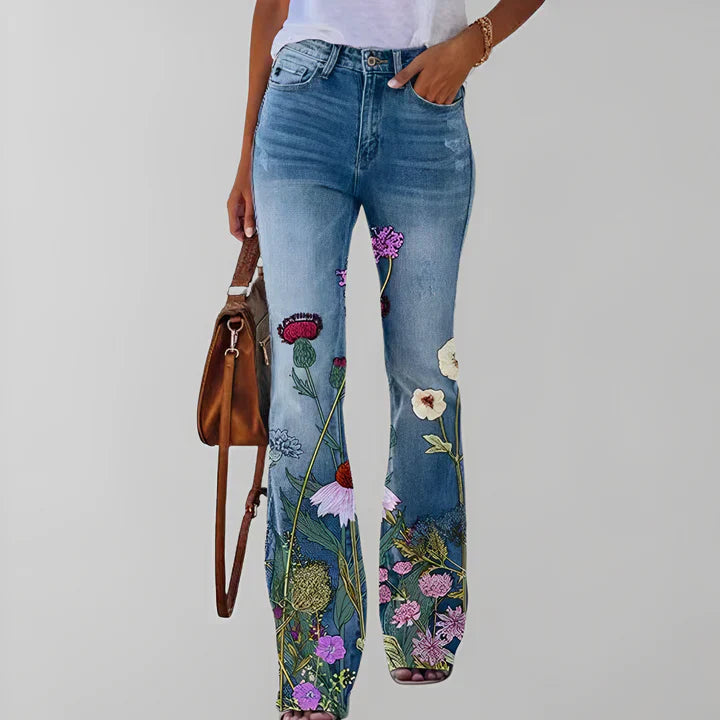 Straight-Fit Denim mit Blumenmuster