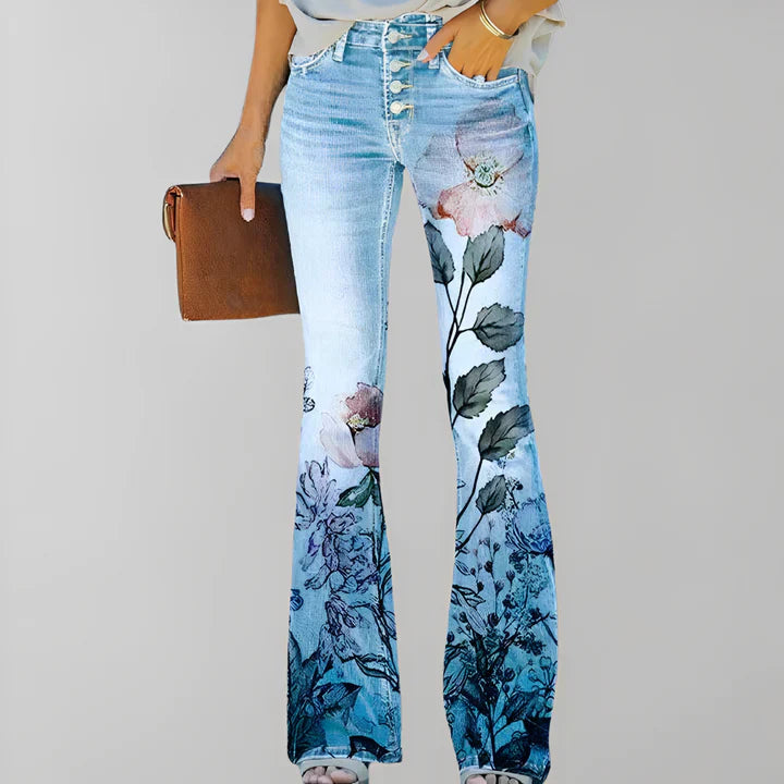 Straight-Fit Denim mit Blumenmuster