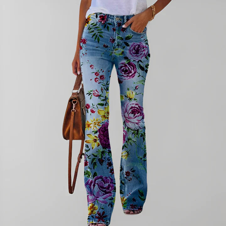 Straight-Fit Denim mit Blumenmuster