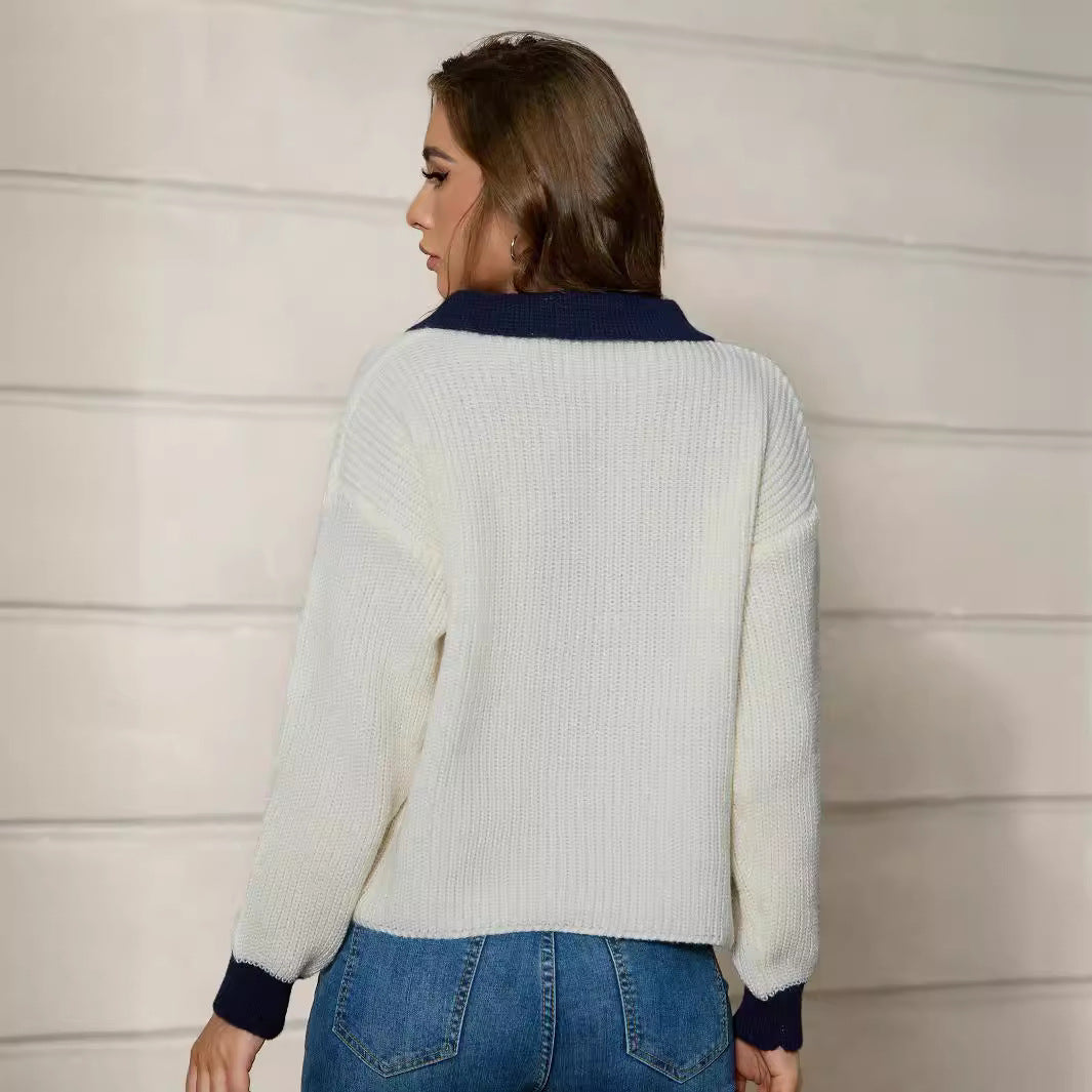 Strickjacke langarm mit Polokragen