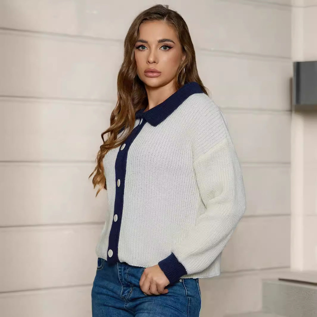Strickjacke langarm mit Polokragen