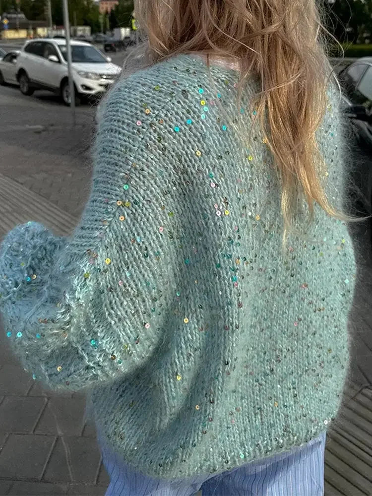 Strickjacke mit Glitzer