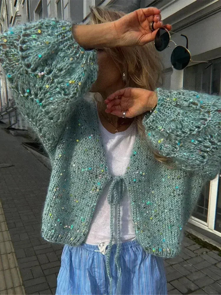 Strickjacke mit Glitzer