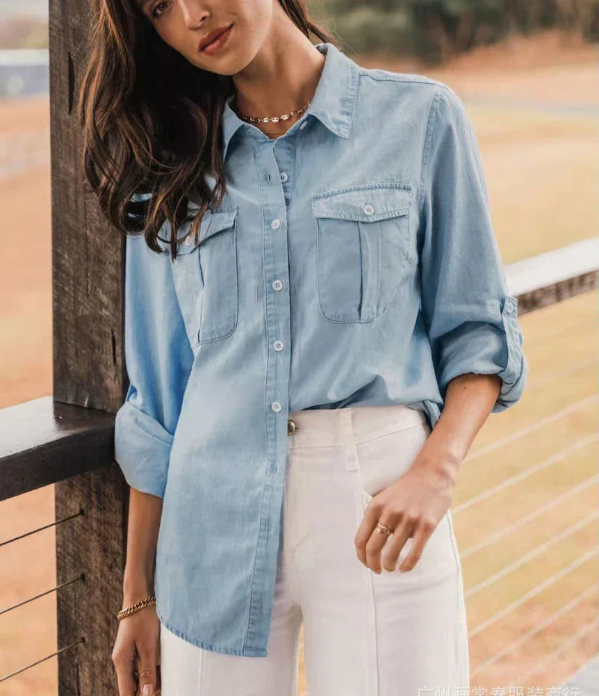 Trendiges Denim-Hemd mit Knopfverschluss