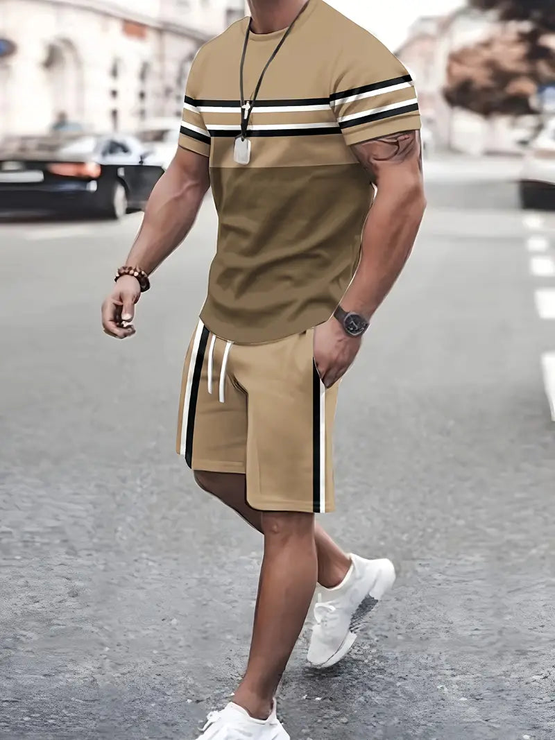 Trendiges, lässiges Set aus Kurzarm-T-shirt und Shorts
