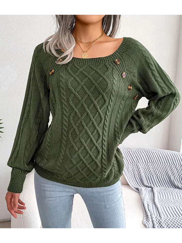 Wärmender Herbstpullover mit Knöpfen