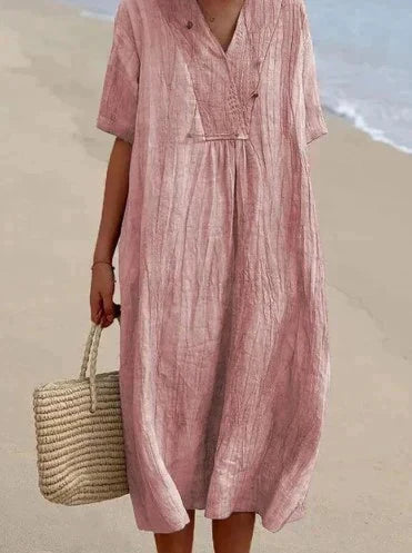 Damen-Sommerkleid – ärmellos – Baumwoll-Leinen-Mix – für warme Tage