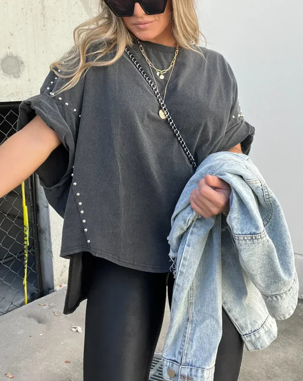 Damen-Hemd mit Oversize-Schnitt und Baumwollmischung
