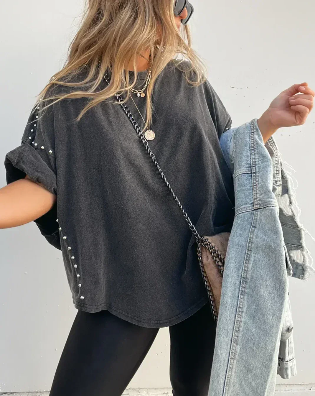 Damen-Hemd mit Oversize-Schnitt und Baumwollmischung