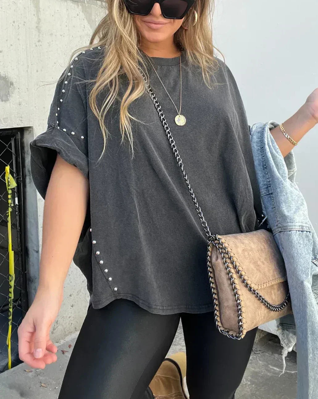 Damen-Hemd mit Oversize-Schnitt und Baumwollmischung