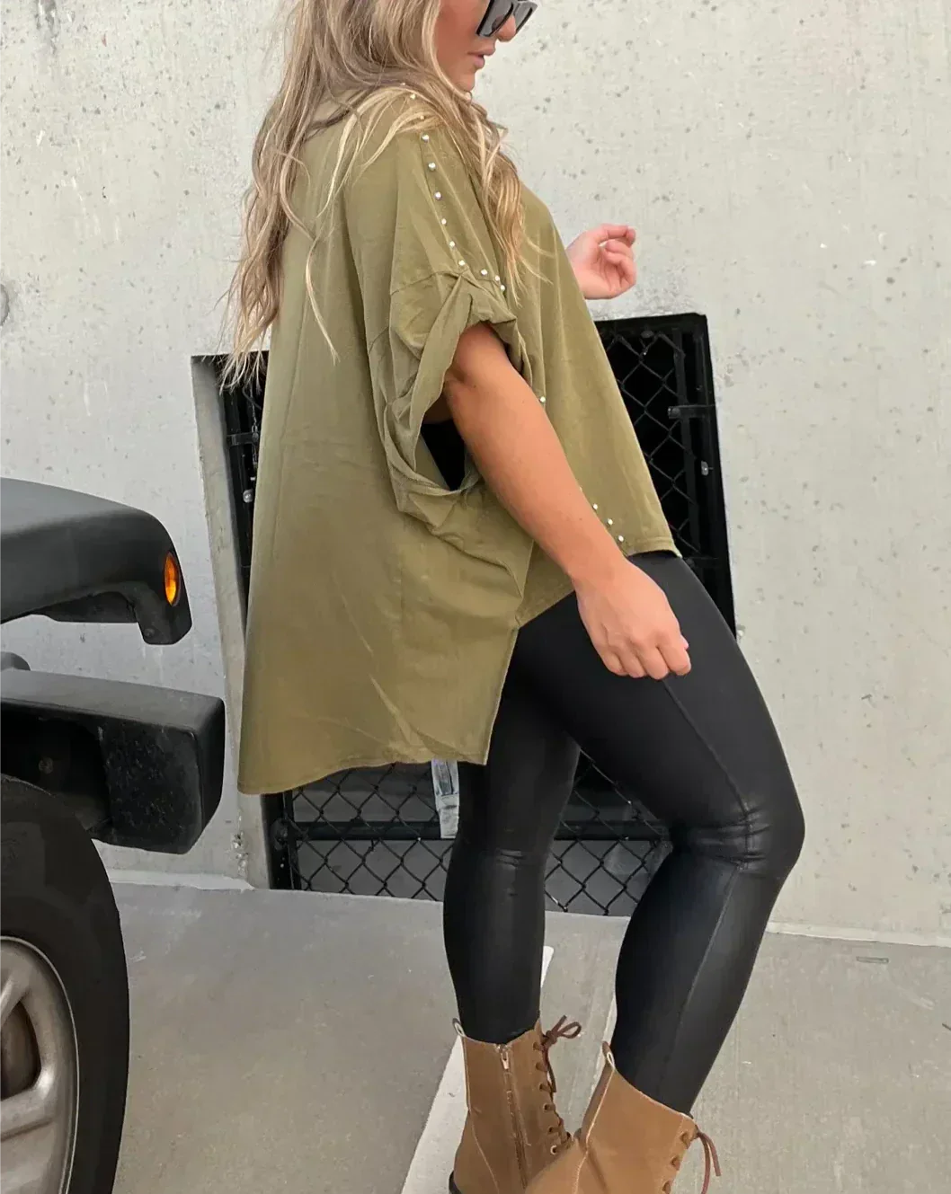 Damen-Hemd mit Oversize-Schnitt und Baumwollmischung