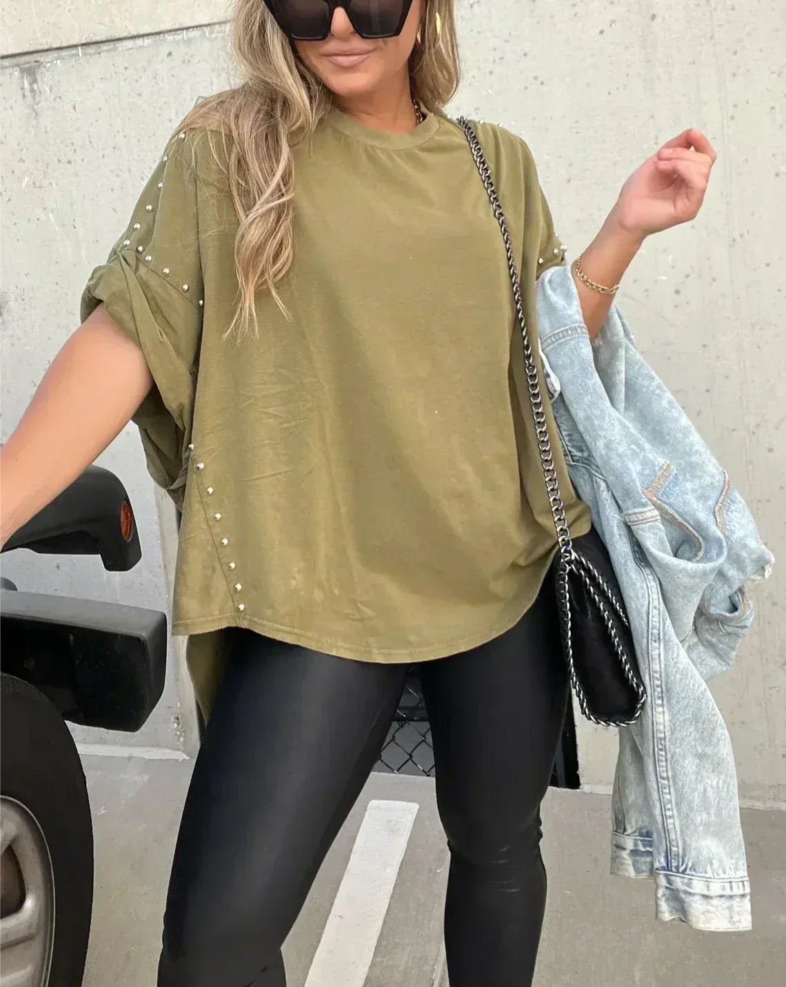 Damen-Hemd mit Oversize-Schnitt und Baumwollmischung
