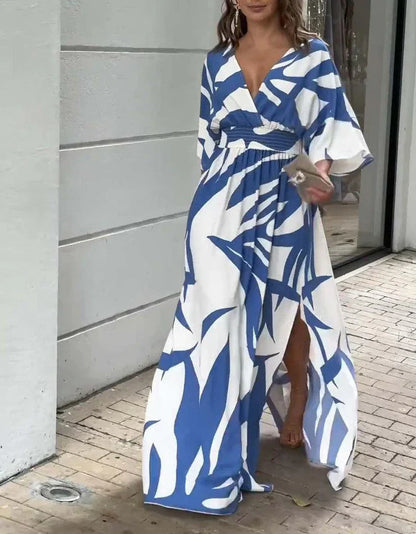 Maxikleid mit 3/4-Ärmeln aus Viskosemischung