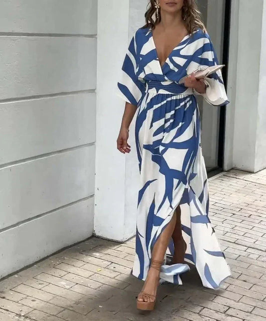 Maxikleid mit 3/4-Ärmeln aus Viskosemischung