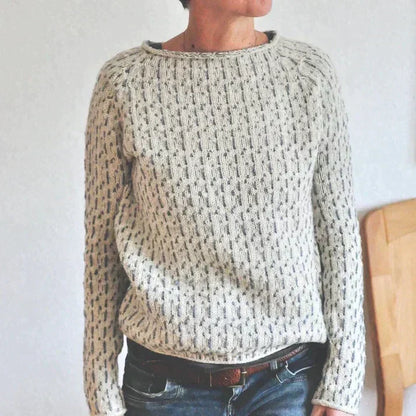 Rundhalsausschnitt Pullover in grau mit Muster