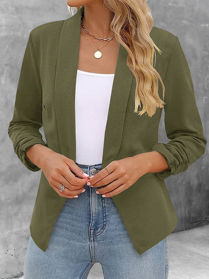 Damen-Blazer mit offener Vorderseite aus Materialmix