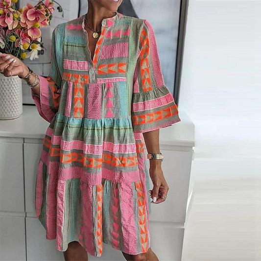 Minikleid mit 3/4-Ärmeln aus Viskosemischung
