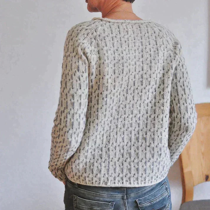 Rundhalsausschnitt Pullover in grau mit Muster