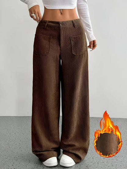 Damen-Cordhose mit weitem Bein und elastischem Bund