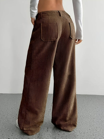 Damen-Cordhose mit weitem Bein und elastischem Bund