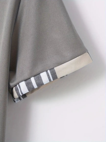 Herren-Hemd – Knopfverschluss – Materialmix – geeignet für Frühling und Sommer