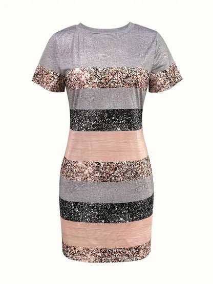 Kurzarmkleid mit Rundhalsausschnitt aus Viskosemischung