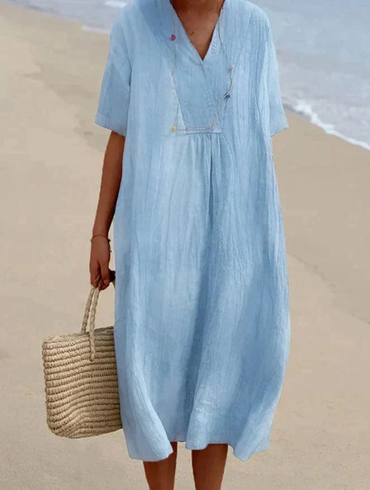 Damen-Sommerkleid – ärmellos – Baumwoll-Leinen-Mix – für warme Tage