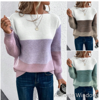 Bequemer Pullover mit Patchwork-Design