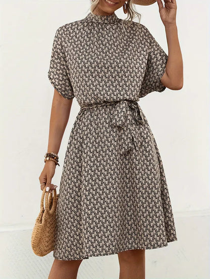 Damen-Kleid – Fledermausärmel, Allover-Print