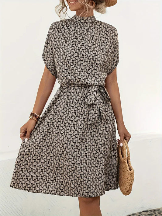 Damen-Kleid – Fledermausärmel, Allover-Print