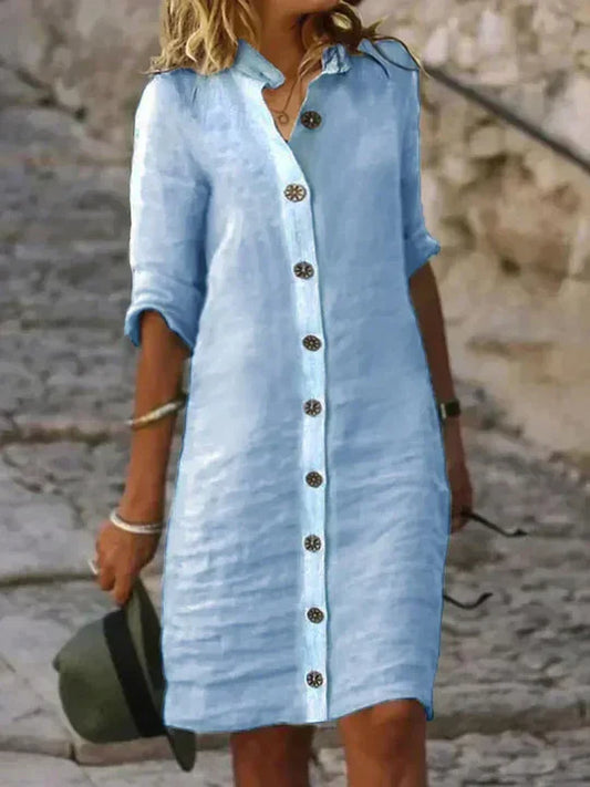 Damen-Leinenkleid – luftiger Schnitt, atmungsaktives Leinen-Baumwoll-Material
