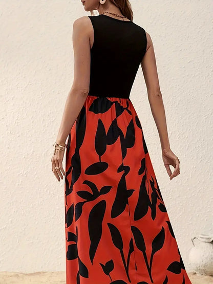 Damen-Maxikleid – Ärmellos, bequemer Schnitt, Baumwollmischung