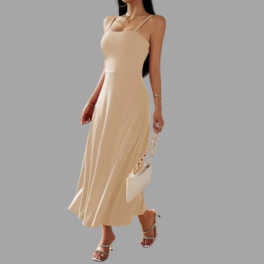 Damen elegantes Midi-Schwingkleid