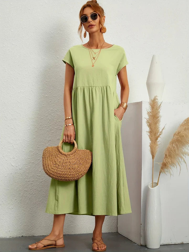 Damen kurzärmeliges Vintage-Sommerkleid