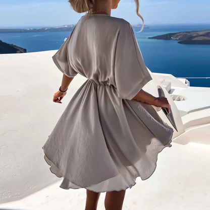 Damenkleid – Kurzarm, ausgestellter Schnitt, Viskosemischung