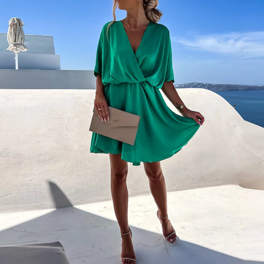 Damenkleid – Kurzarm, ausgestellter Schnitt, Viskosemischung