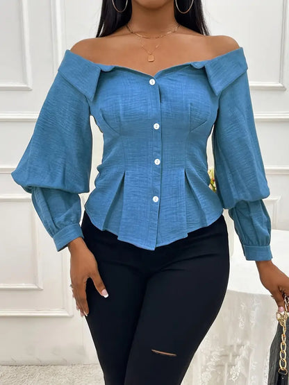 Elegante schulterfreie Bluse langarm