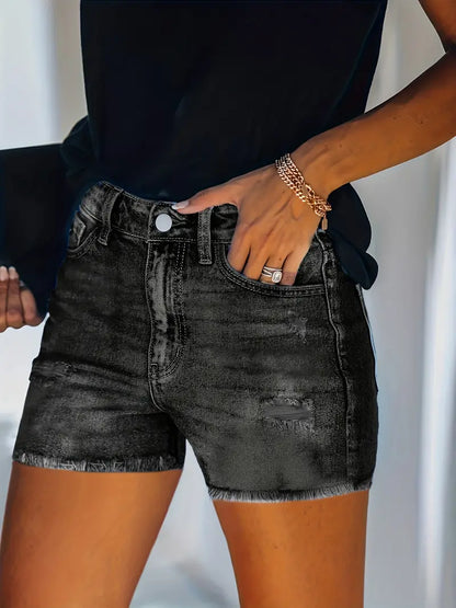 Gerippte Denimshort für Frühling/Sommer