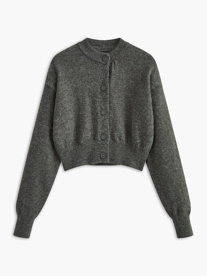 Grauer Damen Cardigan aus Wolle