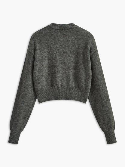 Grauer Damen Cardigan aus Wolle