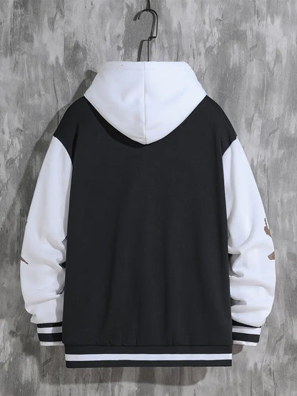 Herren Baseballjacke – mit Druckknopfverschluss und Rippbündchen