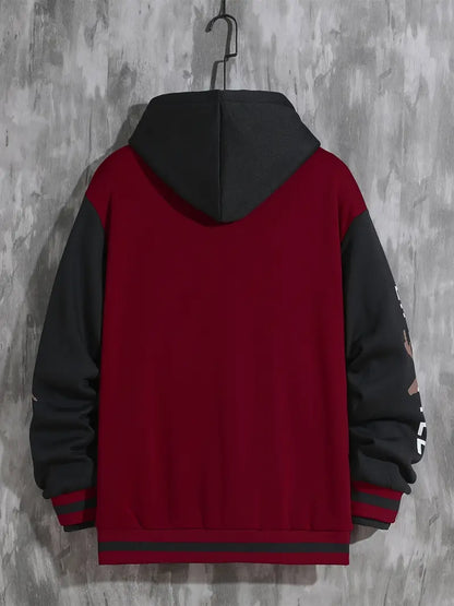 Herren Baseballjacke – mit Druckknopfverschluss und Rippbündchen