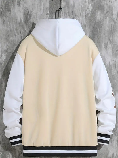 Herren Baseballjacke – mit Druckknopfverschluss und Rippbündchen