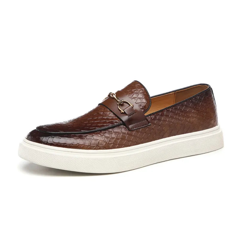 Herren Lederloafer mit Schlangenhaut-Muster
